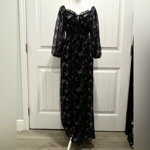 Papaya Women’s Black Floral Puff-Sleeve Jumpsuit Size S